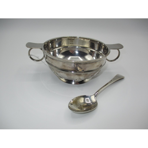 294 - Silver 2 Handle Sugar Bowl, Birmingham 1916, with a Silver Spoon, 252g total