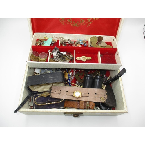 299 - Jewel Box with Ladies Oris and Other Watches, Jewellery and Coins