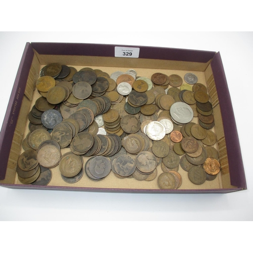 329 - Box of British Copper Coins, American Coins etc