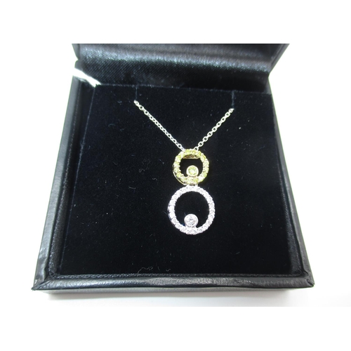 338 - 9ct White and Yellow Gold Pendant Set with Diamonds and Yellow Diamond on Chain