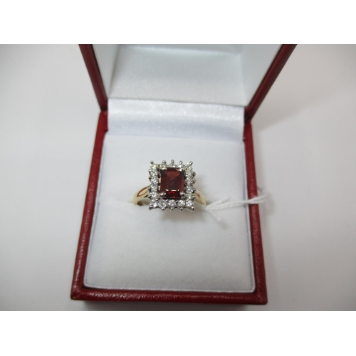 340 - 18ct Gold Garnet and Diamond Ring