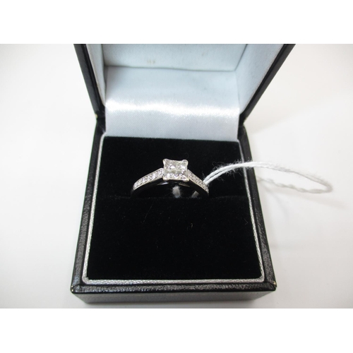 347 - 9ct White Gold Princess and Brilliant Cut Art Deco Style