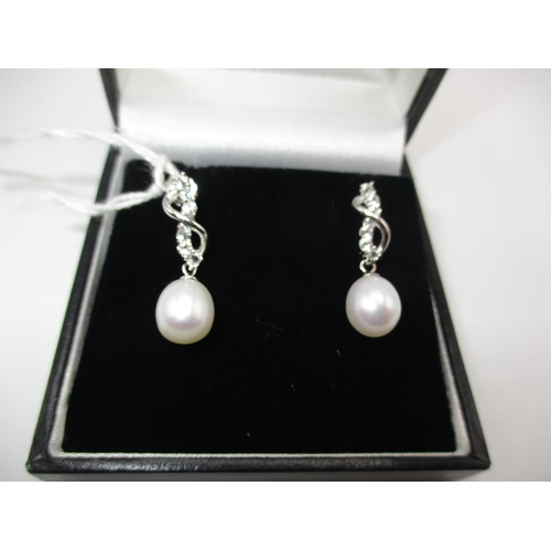 350 - White Topaz and Pearl Earrings