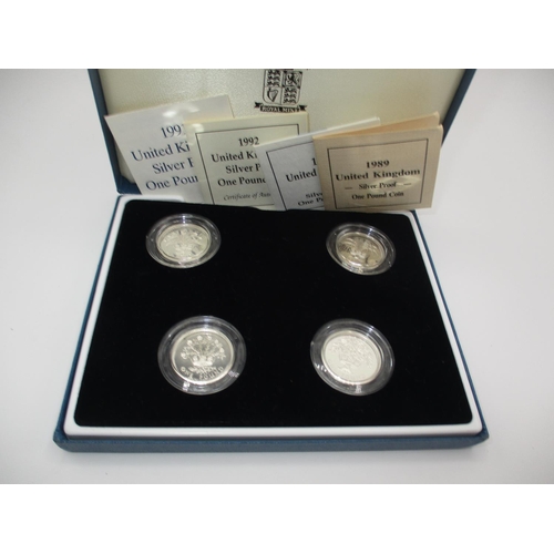 367 - Four £1 Silver Proof (925) Coins 1989-1992 