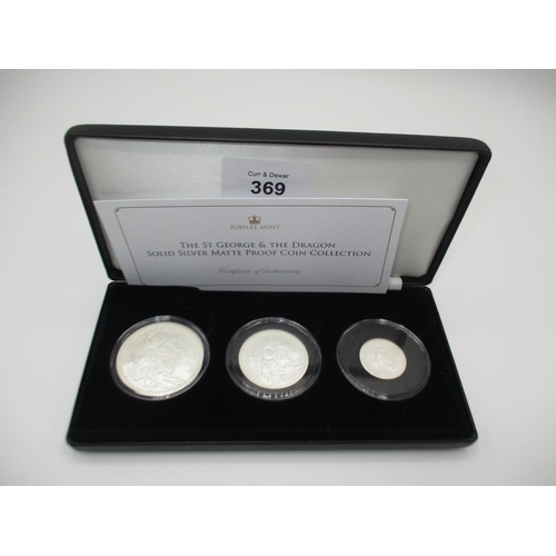 369 - Three 2022 Tristan Da Cunha Silver (925) Coins, £5, £2, £1 in a Matte Proof Finish 