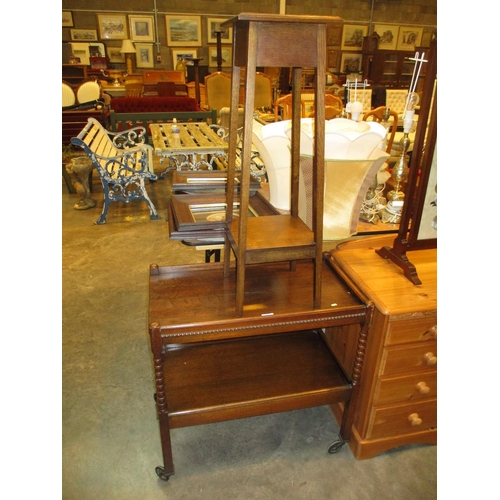 478 - 1920's Oak Trolley and a Plant Table