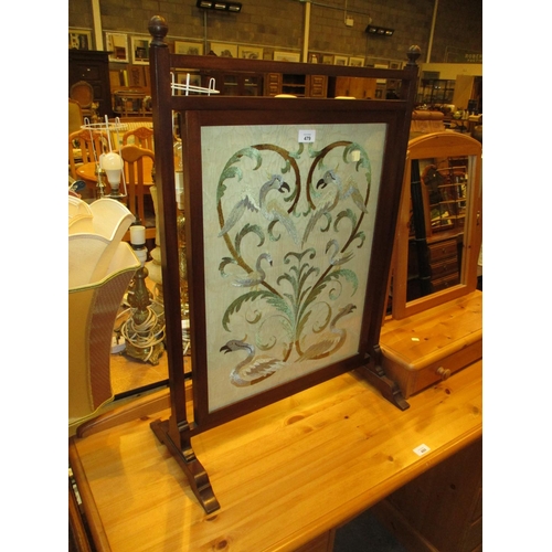 479 - 1920's Mahogany and Silk Needlework Panel Firescreen