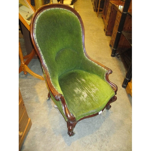 481 - Victorian Mahogany Parlour Chair on Cabriole Legs