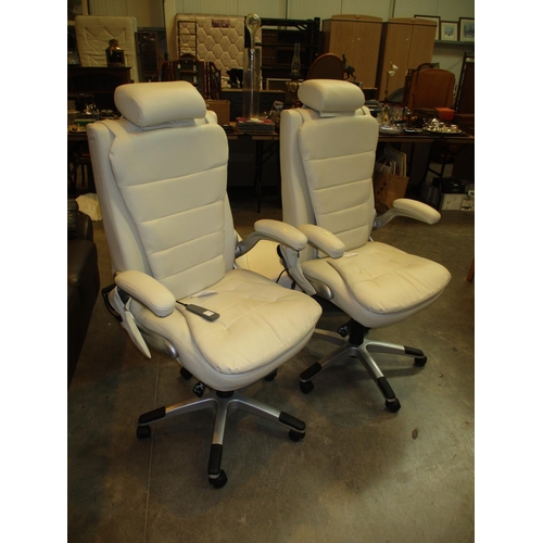 497 - Pair of Heating and Massaging Chairs with 1 Power Pack