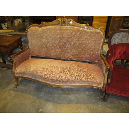 511 - Carved Mahogany Parlour Settee on Cabriole Legs