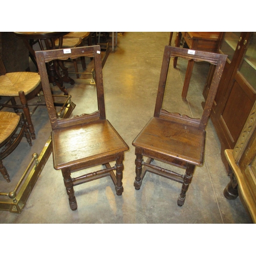 522 - Pair of Antique Style Oak Hall Chairs