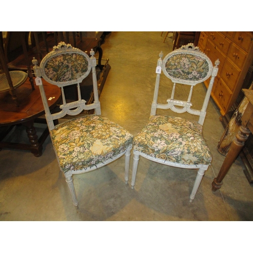 526 - Pair of French Painted Wood Bedroom Chairs