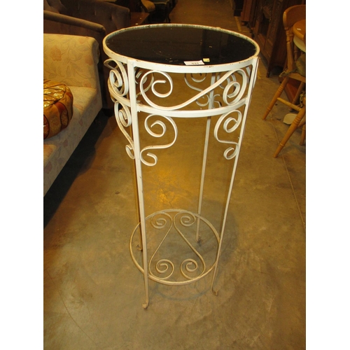 531 - Wrought Metal and Black Glass Plant Table