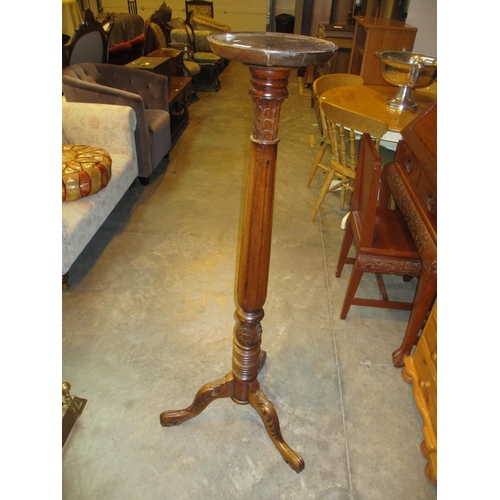 532 - Mahogany Carved and Fluted Pillar Torchere