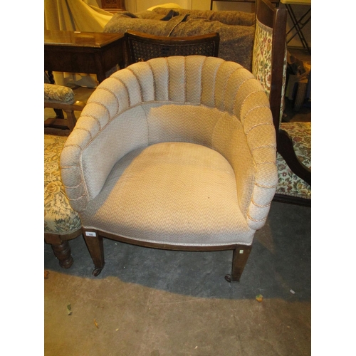 540 - Edwardian Tub Chair on Inlaid Mahogany Legs