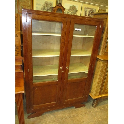 557 - Oak and Glazed 2 Door Bookcase, 110x160cm