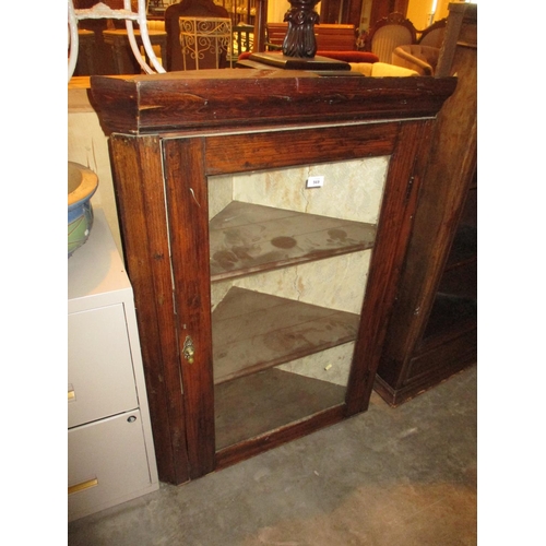 569 - French Oak and Glass Corner Wall Cabinet