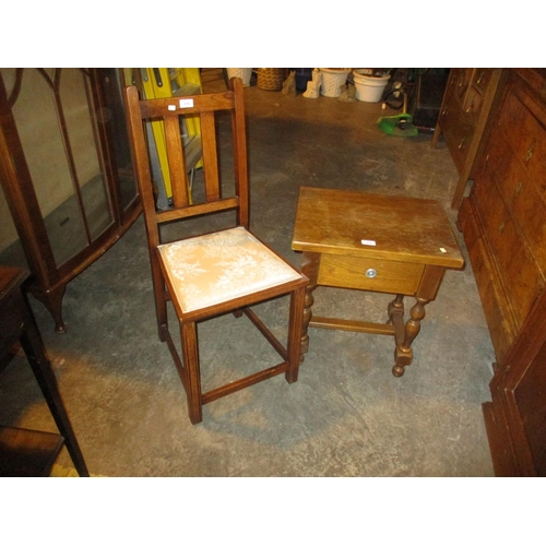 578 - Oak Bedside Table and Chair