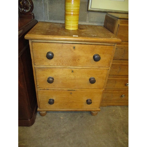 592 - Stripped Pine Chest of 3 Drawers, 71cm