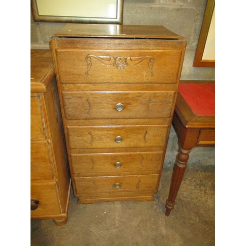 593 - Continental Oak Chest of 5 Drawers, 54cm