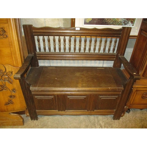 599 - Oak Box Seat Hall Bench