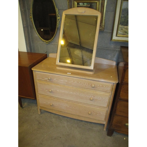 604 - Stag Chest of 3 Drawers and Dressing Mirror, 100cm