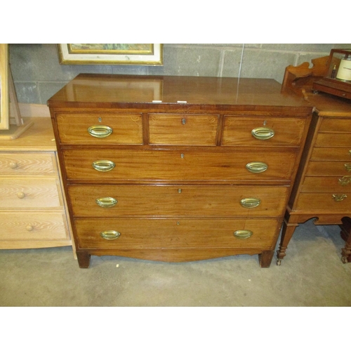 605 - 19th Century Inlaid Mahogany Chest of 6 Drawers, 112cm