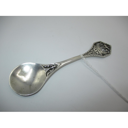 624 - Alexander Ritchie Iona Silver Spoon, with Pierced Galleon Finial, stamped AR, IONA, ICA,  and hallma... 