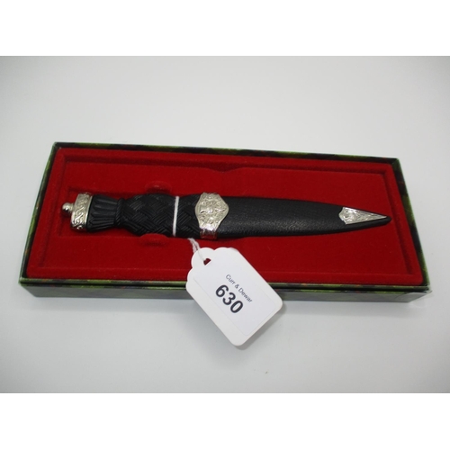 630 - Sgian Dubh with Thistle Decoration, in fitted box