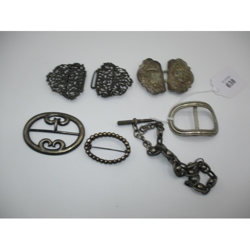 638 - Indian Embossed Belt Buckle, Other Buckles and a Watch Albert Chain