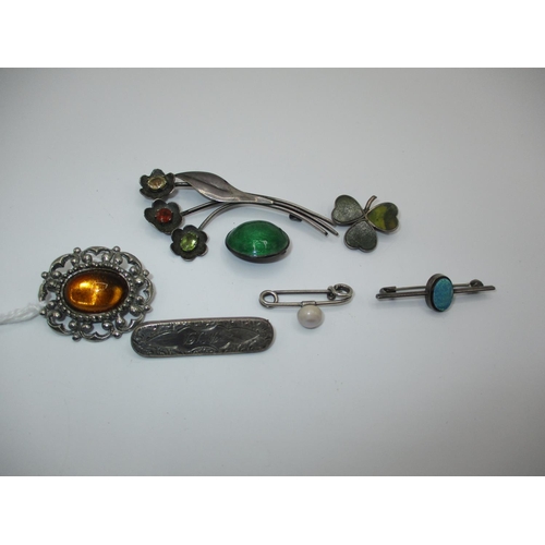 641 - Oval Opal Doublet Brooch and Other Brooches including a Mounted Single Pearl