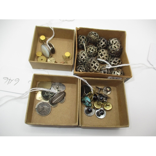 646 - Collection of Dress Studs, Cufflinks and Pierced Spherical Dress Buttons