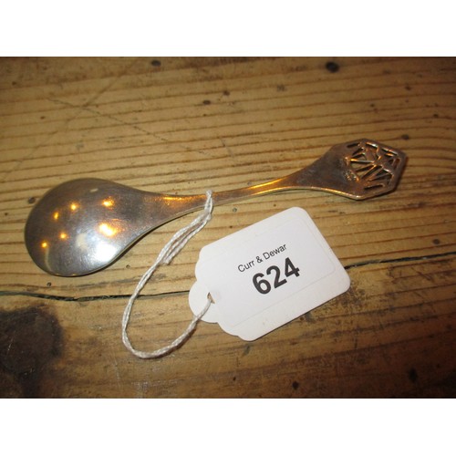 624 - Alexander Ritchie Iona Silver Spoon, with Pierced Galleon Finial, stamped AR, IONA, ICA,  and hallma... 