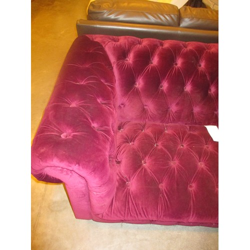 494 - Burgundy Deep Buttoned Chesterfield Settee