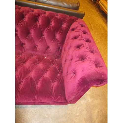 494 - Burgundy Deep Buttoned Chesterfield Settee