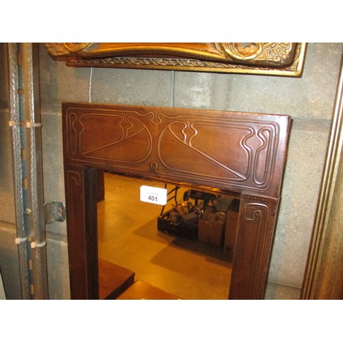 401 - Art Nouveau Style Wall Mirror, 55x31cm