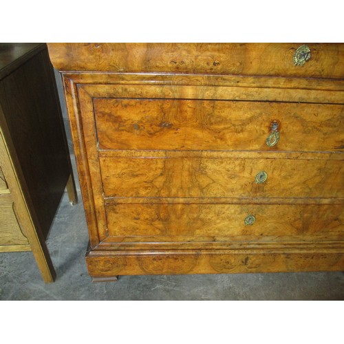 588 - 19th Century Continental Walnut and Marble Top Chest of Drawers, 130cm