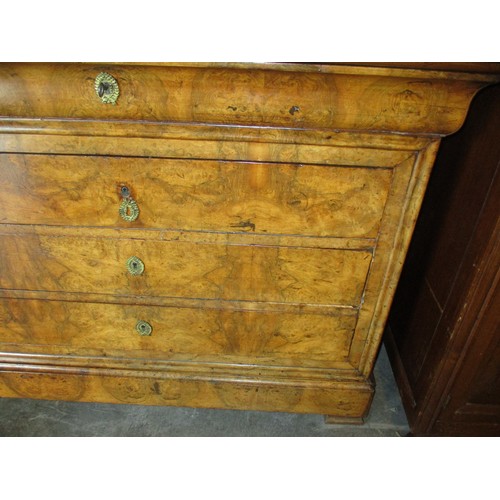 588 - 19th Century Continental Walnut and Marble Top Chest of Drawers, 130cm