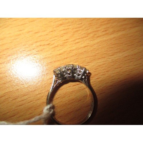 286 - 18ct Gold 3 Stone Diamond Ring, 3.86g, Size O, central diamond approx 5mm, 2 others approx 4mm