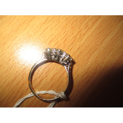 286 - 18ct Gold 3 Stone Diamond Ring, 3.86g, Size O, central diamond approx 5mm, 2 others approx 4mm