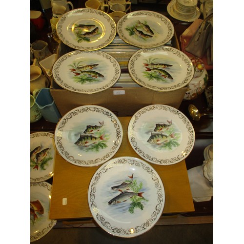 34 - Emaux De Limoges Porcelain Fish Service, 14 pieces