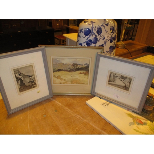 126 - James Chalmers, Two Watercolours of Auchmithie and Crail Harbour and Kenneth Robertson Watercolour o... 