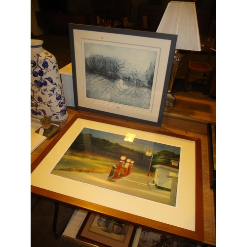 128 - John Heywood Signed Print Evening Shadows From Princes Street and an Edward Hopper Print