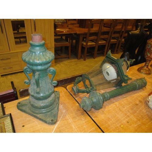 143 - Reproduction Cast Metal Exterior Light, glass broken