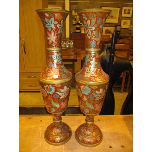 145 - Pair of Indian Brass Vases, 67cm