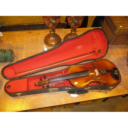146 - Vintage Violin with Bow and Case