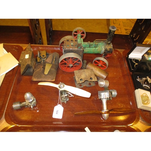 164 - Mamod Steam Tractor, Miniature Anvil, Model Propellers etc