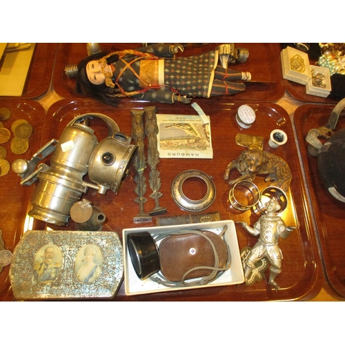 165 - Lucas Lamp, Dog Inkwell, Enamel Snuff Box etc