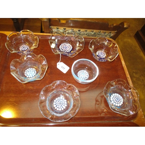 177 - Seven St Kilda Glass Dishes, 5 with John Deacons Labels