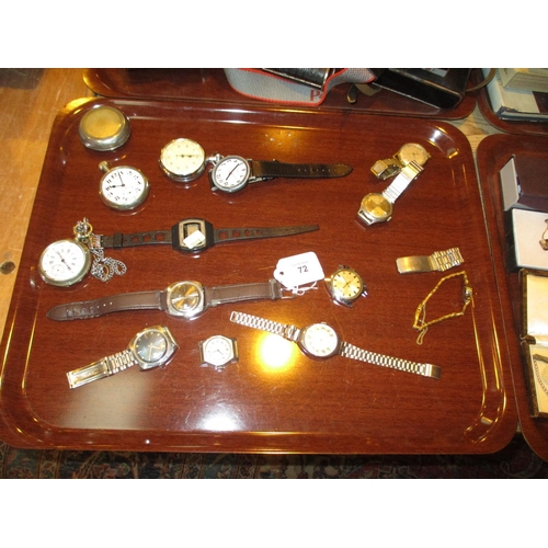 72 - Dennison Military Issue Pocket Watch, Pocket Watch, Stop Watch and Various Wrist Watches